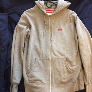Supreme small logo grey hoodie